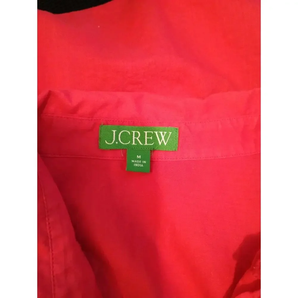 J. Crew Womens Pink Voile Beach Swim Shirt‎ Long Light Weight Button Up Size M